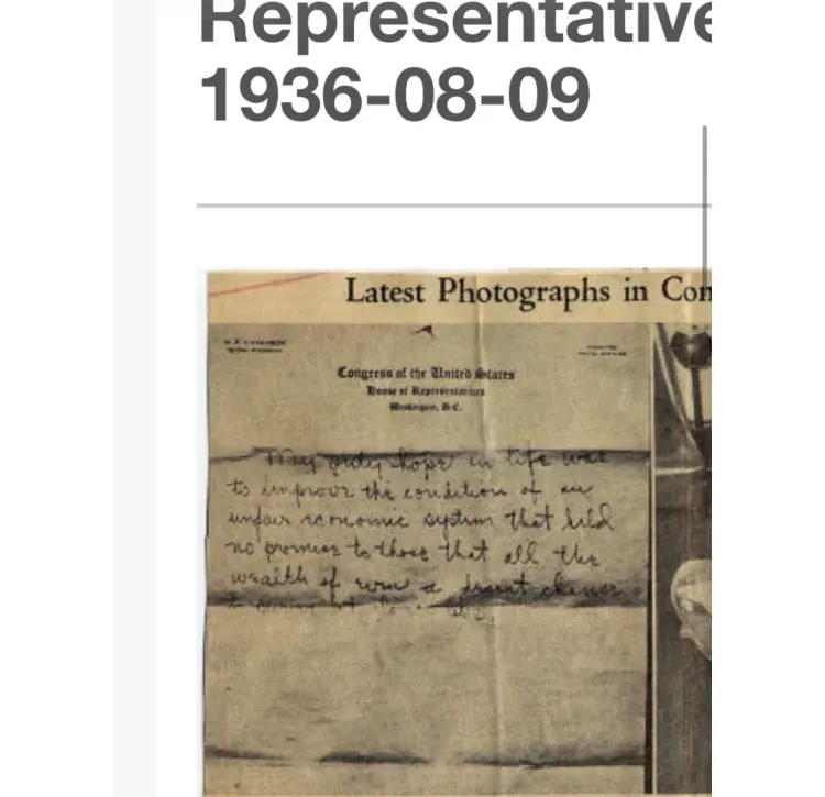 Archive plate of the photographed handwritten note on House of Representatives stationery