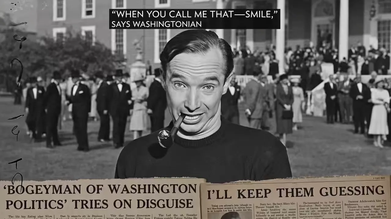 Bogeyman of Washington Politics tries on disguise — interpretive motion plate, generated 2026